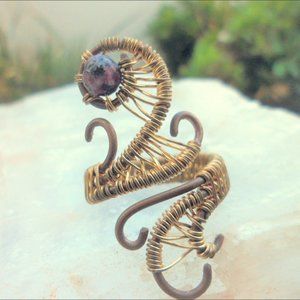 💖 Adjustable Long Wire Wrapped Ring Gold 7 8 9